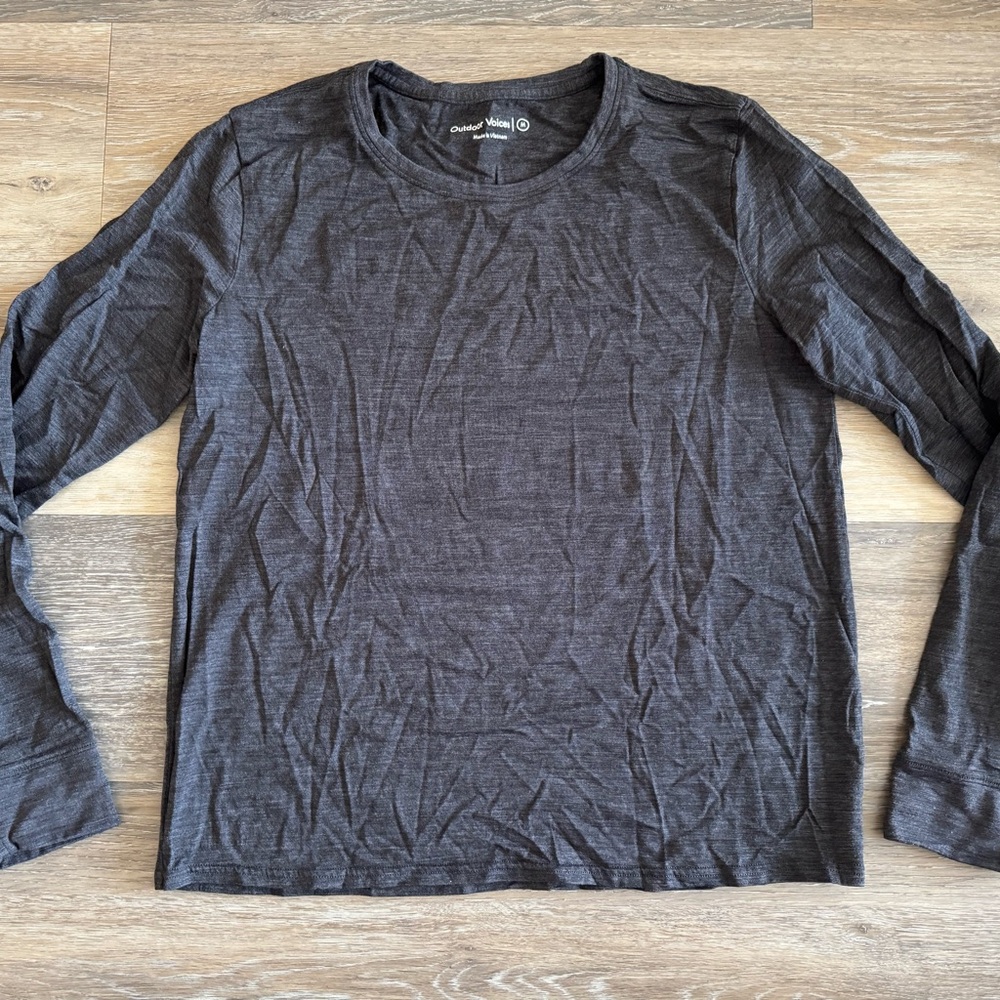 Outdoor Voices Long-Sleeve Crew in Charcoal Heather